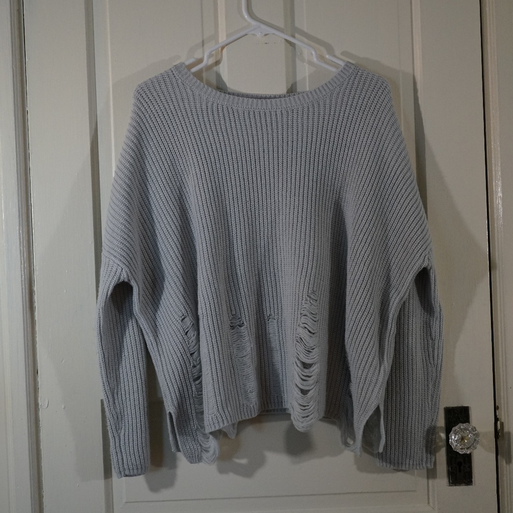 Knitted Distressed Bottom Sweater